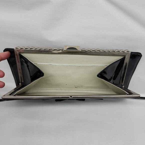 Vintage Womens Black Patent Envelope Style Wallet/Clutch 12x5.5" canada - Picture 5 of 9